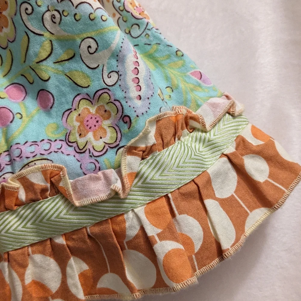 Laura Kae Designs Mixed Print Ruffle Cap Sleeve Dress *see measurements